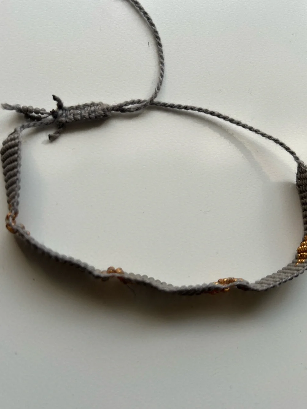 Handmade Gray and Gold Beaded  Bracelet